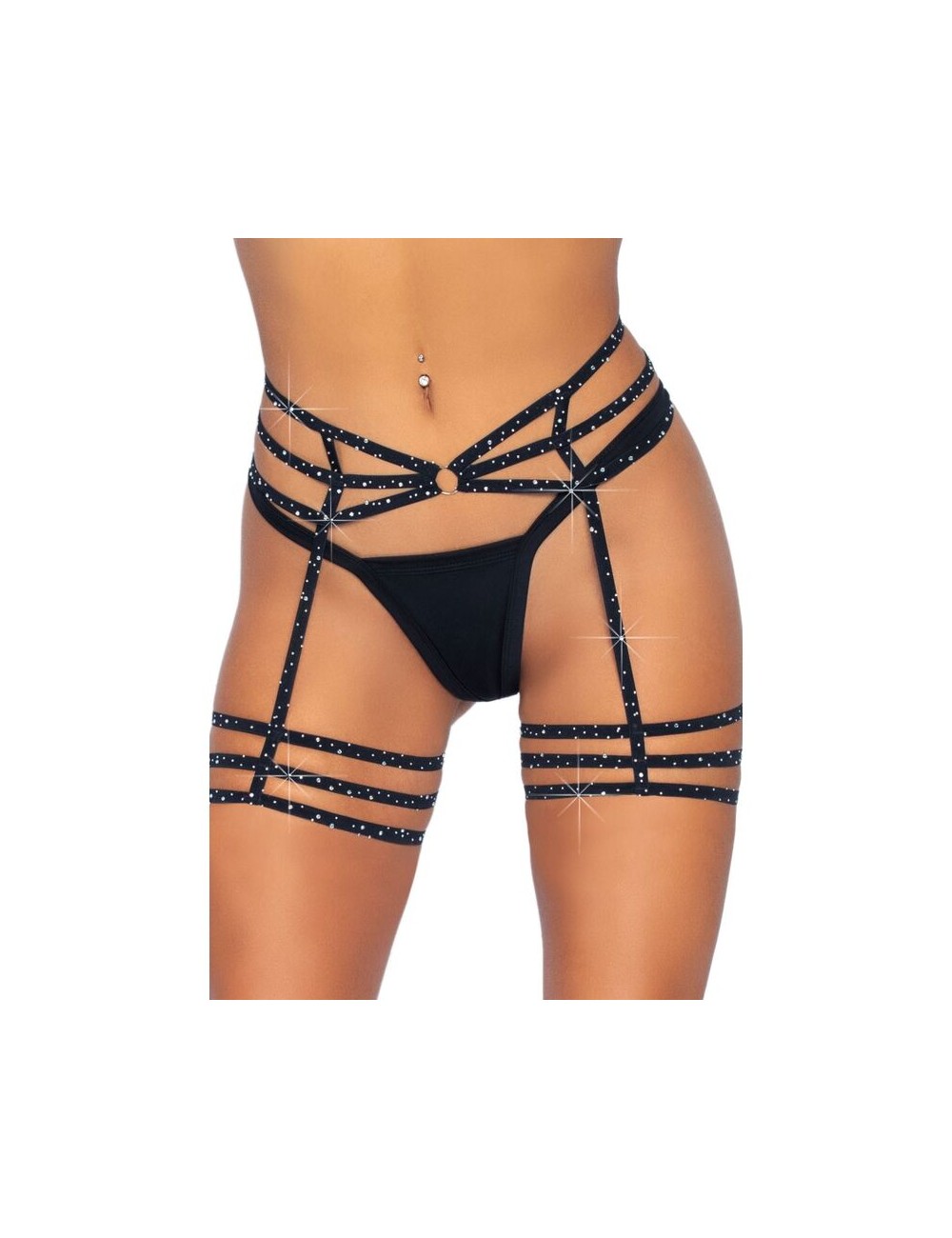 LEG AVENUE RHINESTONE GARTER STRAPS ONE SIZE
