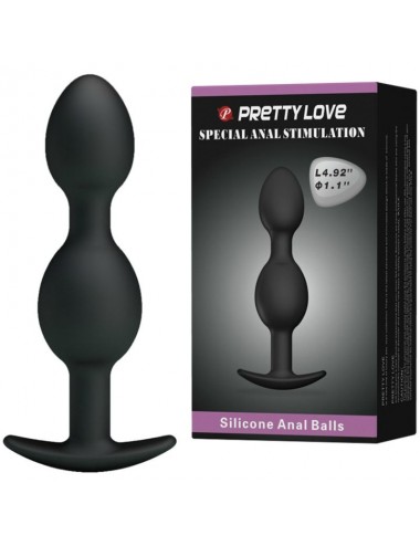 PRETTY LOVE BOTTOM - SILICONE ANAL BALLS  12.5 CM - BLACK