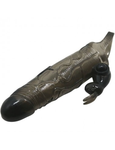 BRAVE MAN PENIS COVER WITH RABBIT  BLACK 16.5 CM