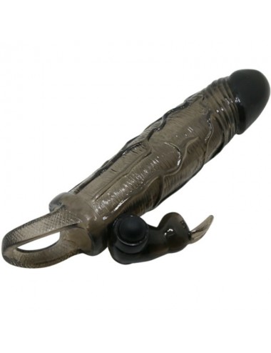 BRAVE MAN PENIS COVER WITH RABBIT  BLACK 16.5 CM