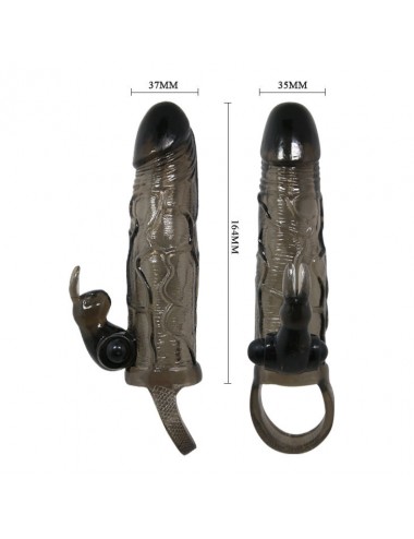 BRAVE MAN PENIS COVER WITH RABBIT  BLACK 16.5 CM