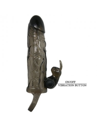 BRAVE MAN PENIS COVER WITH RABBIT  BLACK 16.5 CM