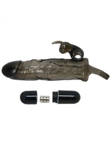 BRAVE MAN PENIS COVER WITH RABBIT  BLACK 16.5 CM