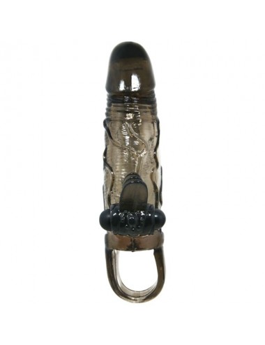 BRAVE MAN PENIS COVER WITH CLIT AND ANAL STIMULATION DOUBLE BULLET BLACK 16.5 CM