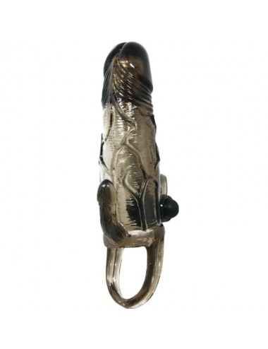BRAVE MAN PENIS COVER WITH CLIT AND ANAL STIMULATION DOUBLE BULLET BLACK 16.5 CM