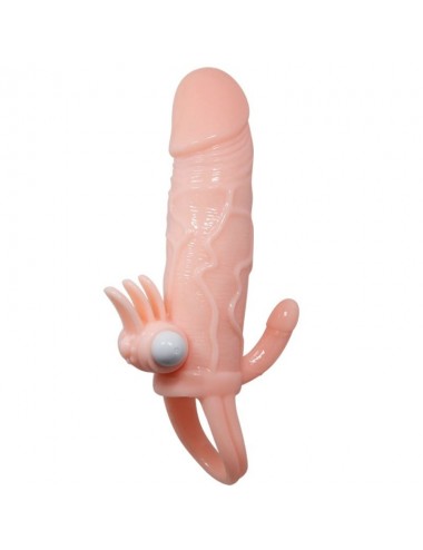 BRAVE MAN PENIS COVER WITH CLIT AND ANAL STIMULATION FLESH 16.5 CM