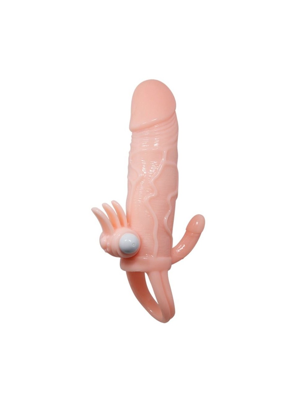 BRAVE MAN PENIS COVER WITH CLIT AND ANAL STIMULATION FLESH 16.5 CM