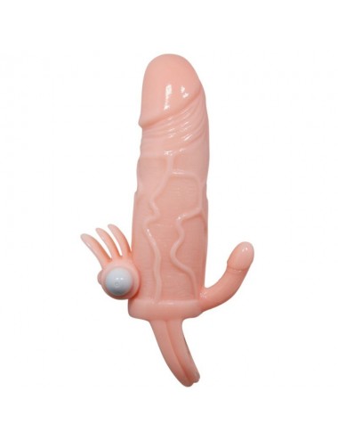 BRAVE MAN PENIS COVER WITH CLIT AND ANAL STIMULATION FLESH 16.5 CM