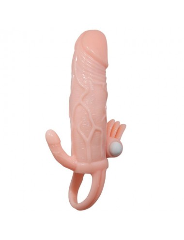 BRAVE MAN PENIS COVER WITH CLIT AND ANAL STIMULATION FLESH 16.5 CM