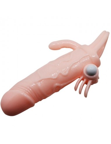 BRAVE MAN PENIS COVER WITH CLIT AND ANAL STIMULATION FLESH 16.5 CM
