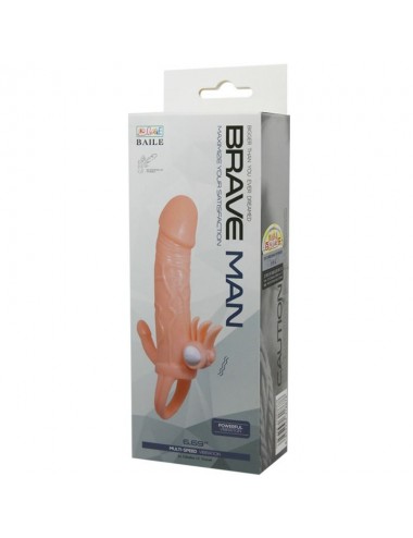BRAVE MAN PENIS COVER WITH CLIT AND ANAL STIMULATION FLESH 16.5 CM