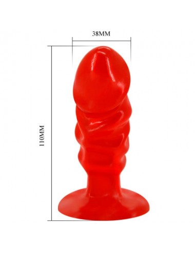 BAILE UNISEX ANAL PLUG WITH SUCTION CUP RED