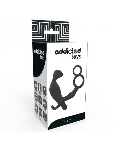 ADDICTED TOYS ANAL PLUG WITH DOUBLE PENIS RING AND TESTICLES BLACK