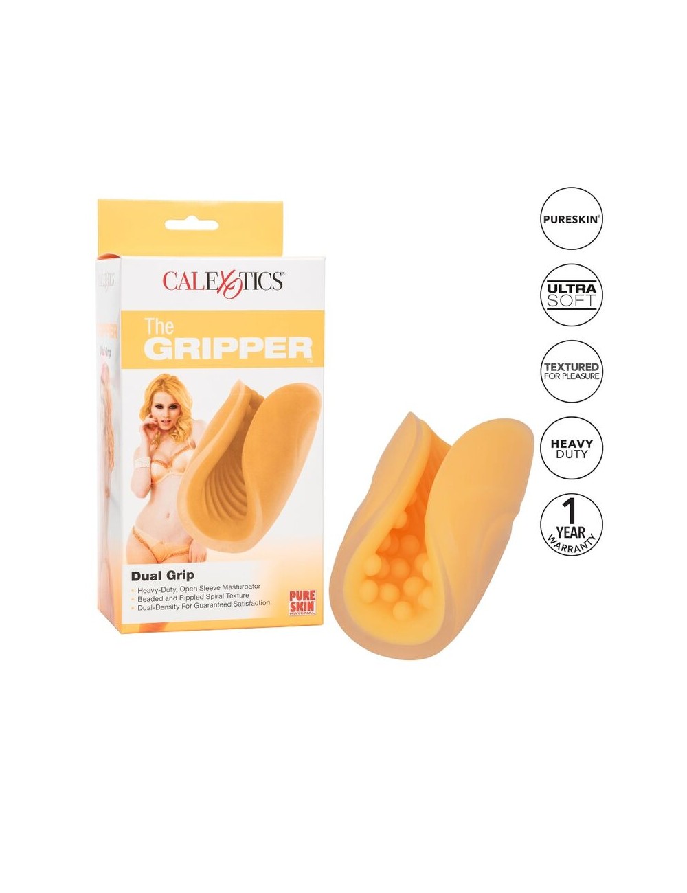 CALEX BEADED GRIP MASTURBATOR - ORANGE CALEX BEADED GRIP MASTURBATOR - ORANGE