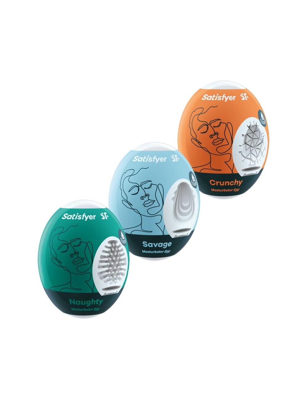 SATISFYER 3 MASTURBATOR EGGS - NAUGHTY, SAVAGE & CRUNCHY SATISFYER 3 MASTURBATOR EGGS - NAUGHTY, SAVAGE & CRUNCHY