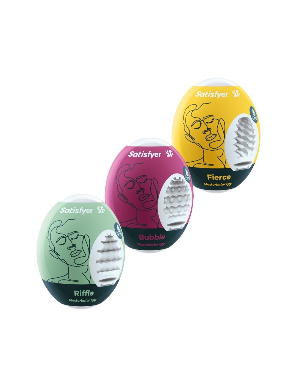 SATISFYER 3 MASTURBATOR EGGS - RIFFLE, BUBBLE & FIERCE SATISFYER 3 MASTURBATOR EGGS - RIFFLE, BUBBLE & FIERCE