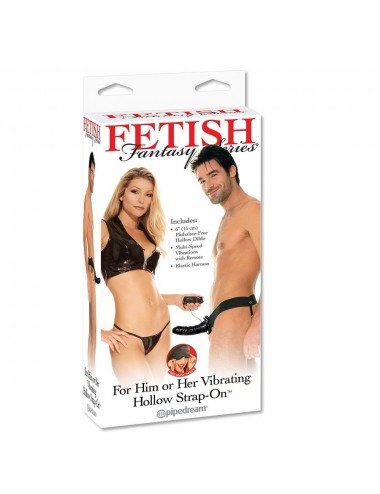 FETISH FANTASY VIBRATING HOLLOW STRAP-ON FOR HER OR HIM BLACK