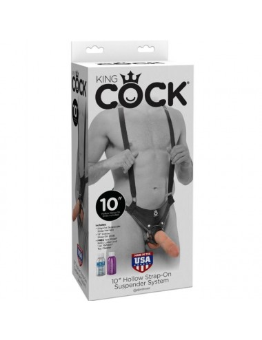 KING COCK 25.5 CM HOLLOW STRAP-ON SUSPENDER SYSTEM FLESH