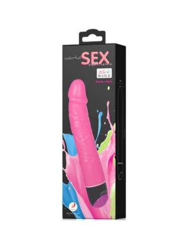 COLORFUL SEX REALISTIC VIBRATOR PINK  23 CM
