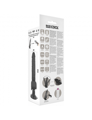 BASECOCK REALISTIC VIBRATOR REMOTE CONTROL BLACK 19.5CM