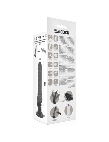 BASECOCK REALISTIC VIBRATOR REMOTE CONTROL BLACK 19.5 CM