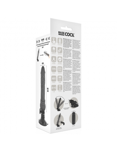 BASECOCK REALISTIC VIBRATOR REMOTE CONTROL BLACK 19.5CM