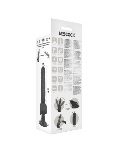 BASECOCK REALISTIC VIBRATOR REMOTE CONTROL BLACK 18.5CM