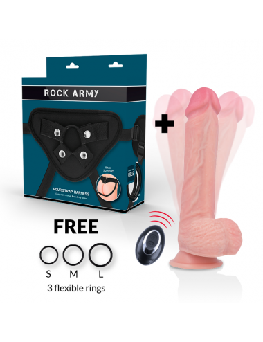 ROCKARMY HARNESS + LIQUID SILICONE VIBRATOR PREMIUM APACHE REMOTE CONTROL 22CM