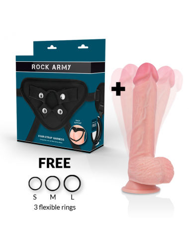 ROCKARMY HARNESS + ROTATION AND VIBRATION HAWK REALISTIC 22 CM