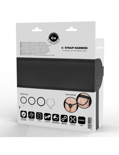 COCK MILLER HARNESS + SILICONE DENSITY COCKSIL ARTICULABLE BLACK 13 CM