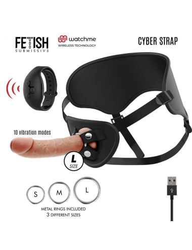 CYBER STRAP HARNESS WITH DILDO REMOTE CONTROL WATCHME TECHNOLOGY L