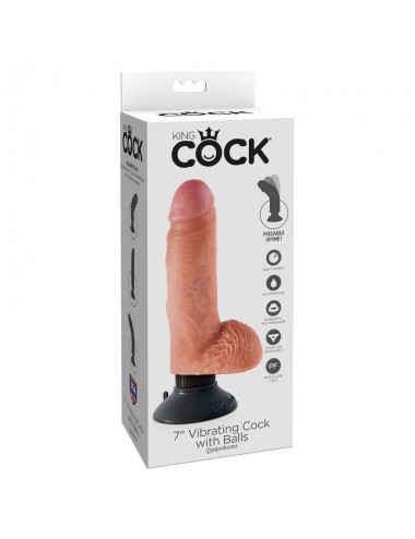 KING COCK 17.78 CM VIBRATING COCK WITH BALLS FLESH
