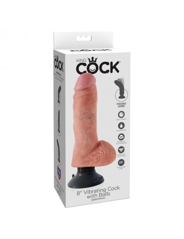 KING COCK 20.3 CM VIBRATING COCK WITH BALLS FLESH