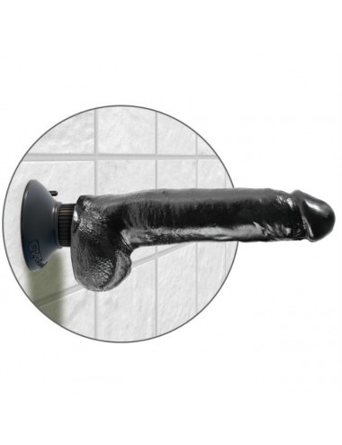 KING COCK 23 CM VIBRATING COCK WITH BALLS BLACK