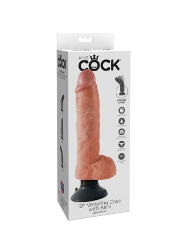 KING COCK 25.5 CM VIBRATING COCK WITH BALLS BLACK