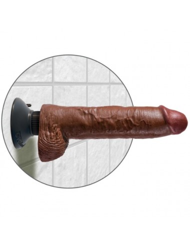 KING COCK 25.5 CM VIBRATING COCK WITH BALLS BROWN