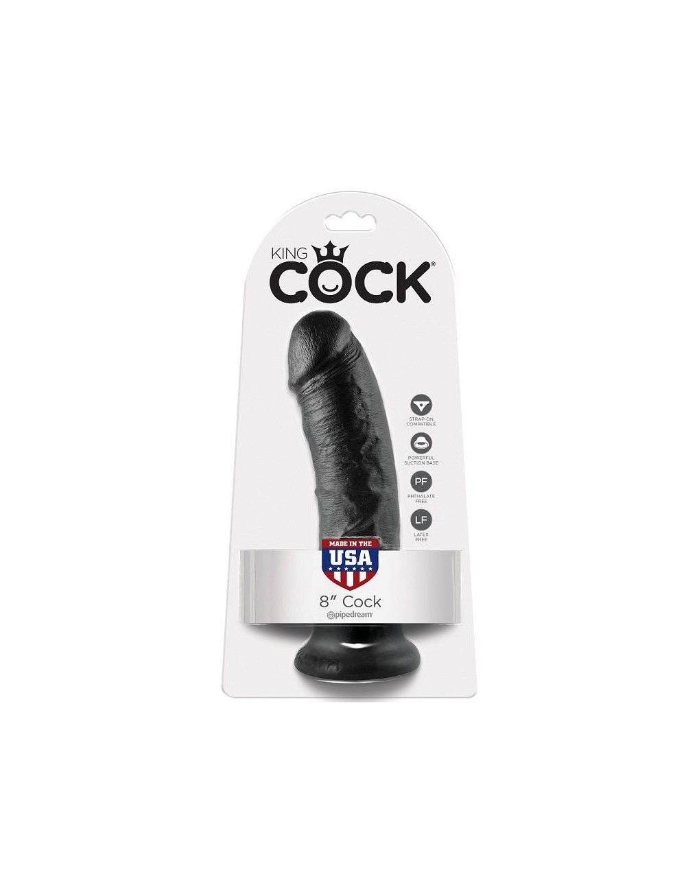 KING COCK 8" COCK BLACK 20.3 CM