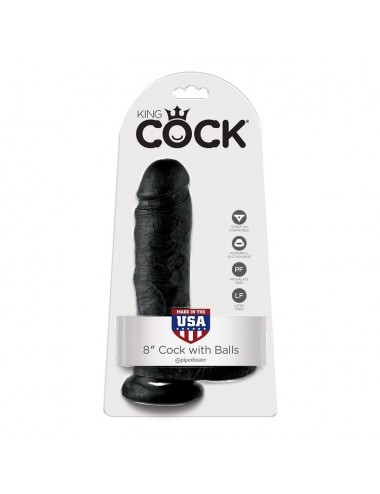 KING COCK 8" COCK BLACK WITH BALLS 20.3 CM