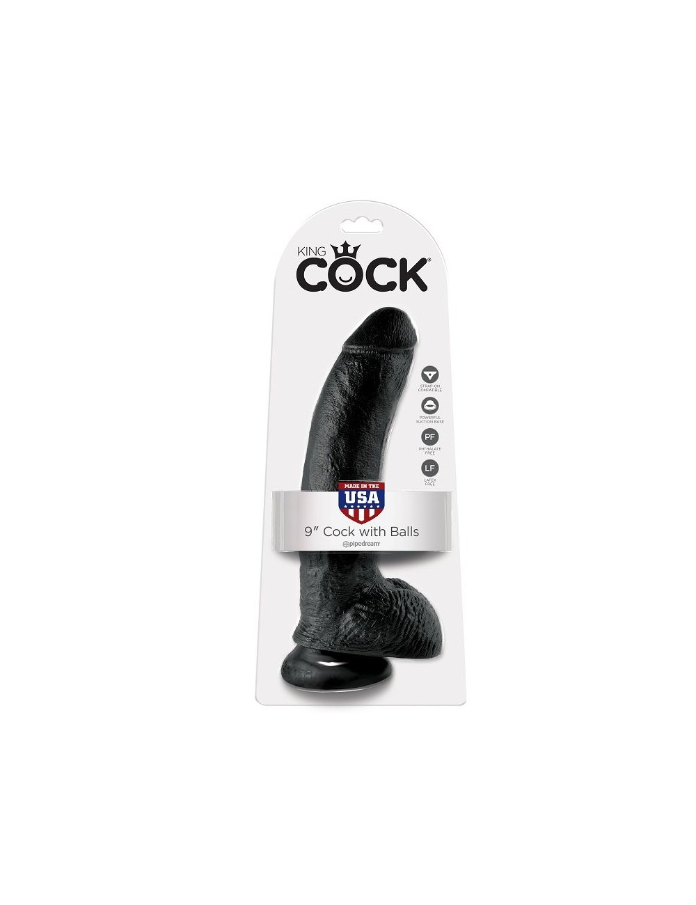KING COCK 9" COCK BLACK WITH BALLS 22.9 CM