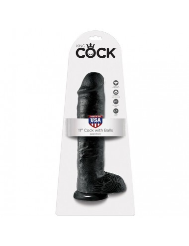 KING COCK 11" COCK BLACK WITH BALLS 28 CM
