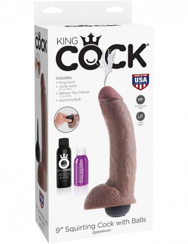 KING COCK SQUIRTING BROWN 9"