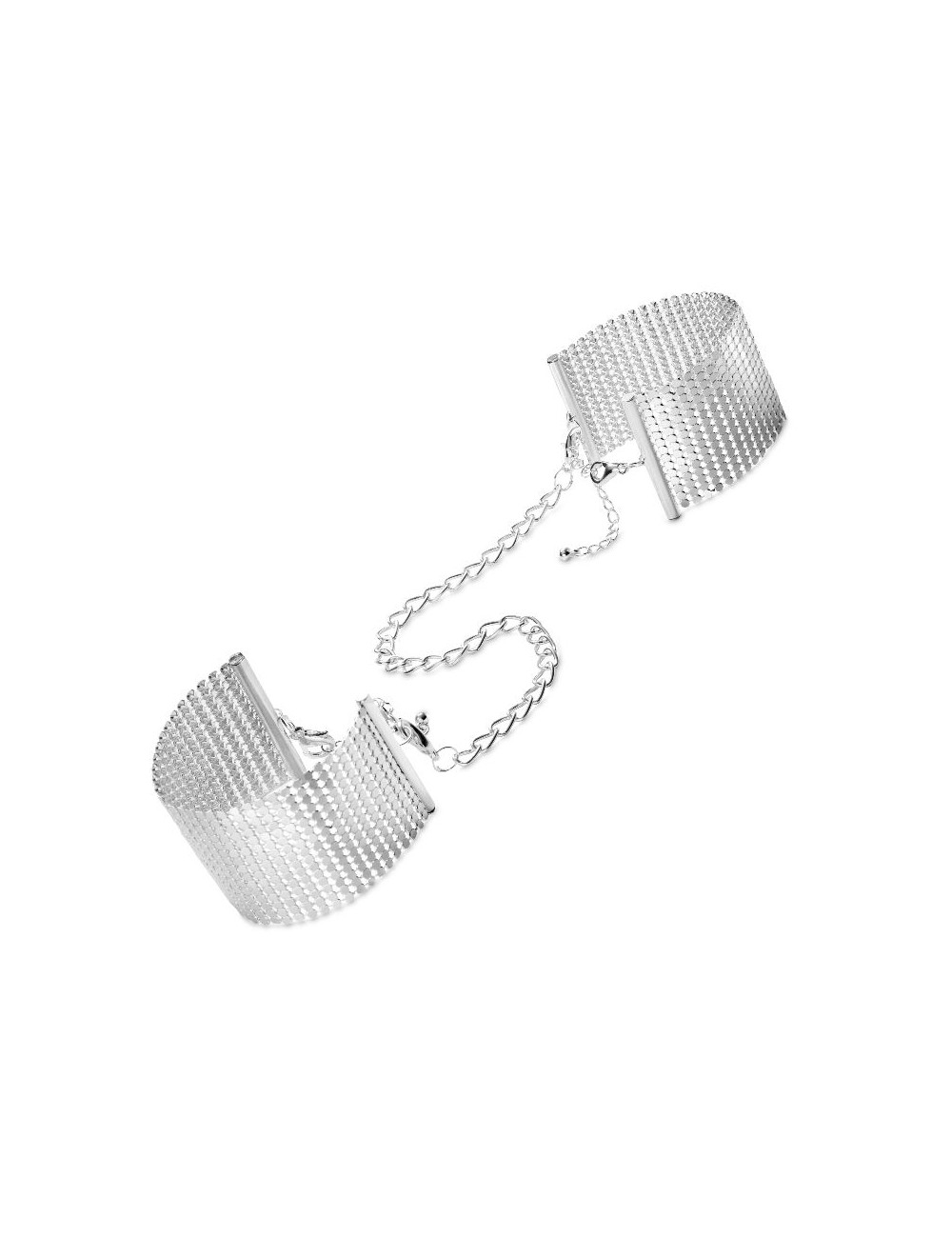 BIJOUX DÉSIR MÉTALLIQUE SILVER METALLIC MESH HANDCUFFS