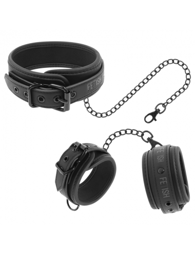 FETISH SUBMISSIVE  COLLAR AND WRIST CUFFS VEGAN LEATHER