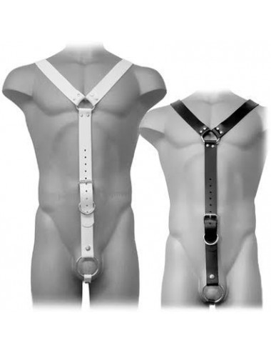 LEATHER BODY HARNESS MEN WHITE