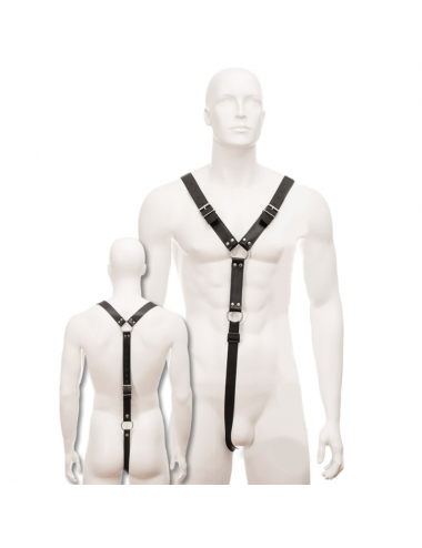 LEATHER BODY HARNESS MEN BLACK