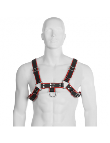 LEATHER BODY CHAIN HARNESS III BLACK / RED