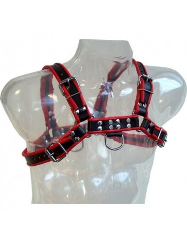 LEATHER BODY CHAIN HARNESS III BLACK / RED