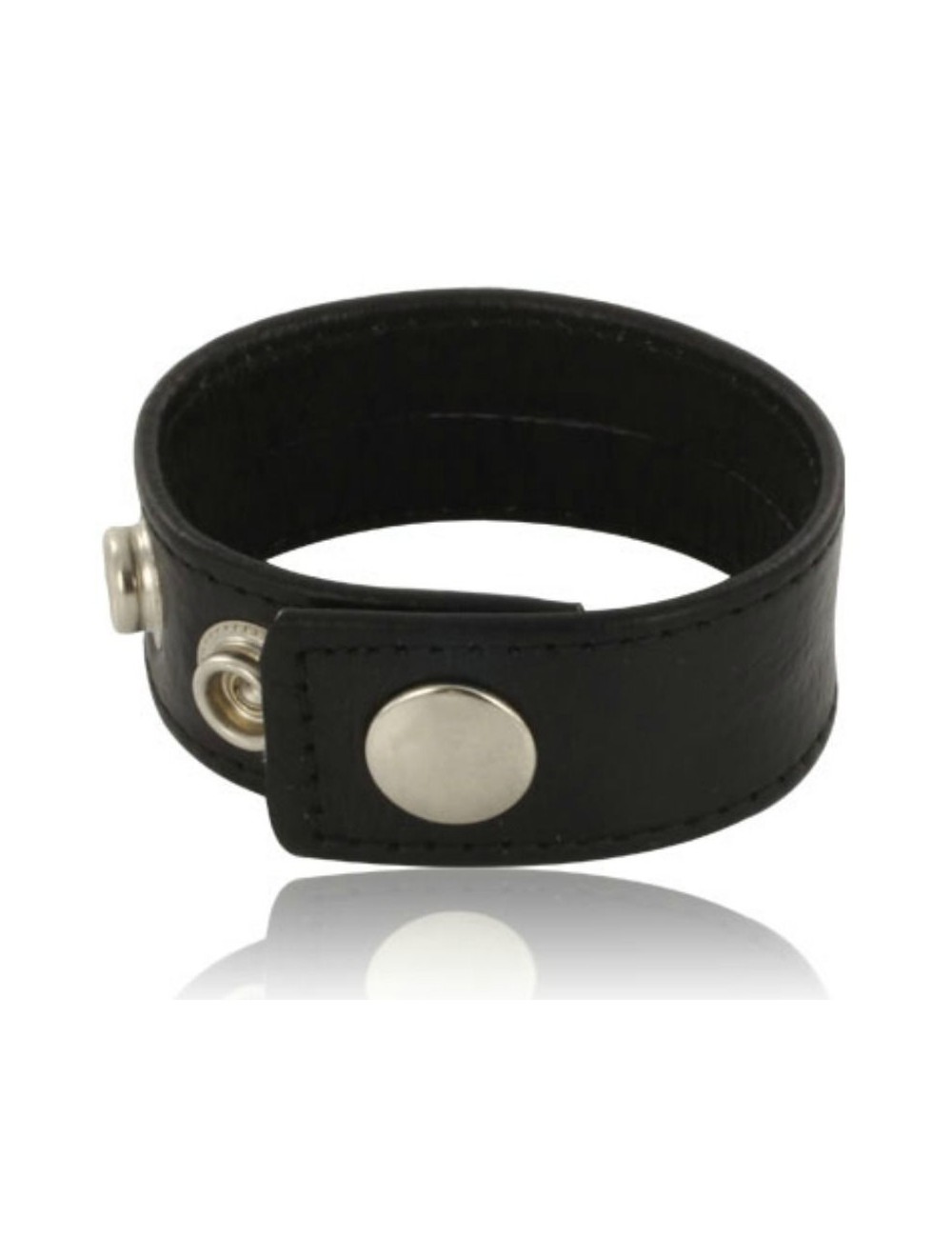 LEATHER BODY COCK AND BALL STRAP WITH SNAPS - BLACK