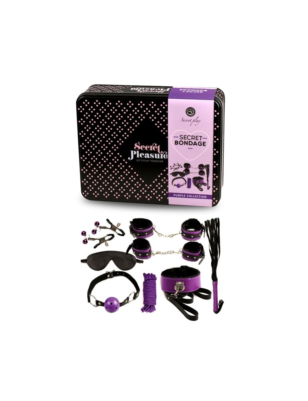 SECRETPLAY BDSM SET 8PCS PURBLE /BLACK. SECRETPLAY BDSM SET 8PCS PURBLE /BLACK.