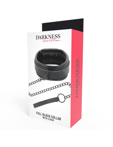 DARKNESS FULL BLACK COLLAR WITH LEASH